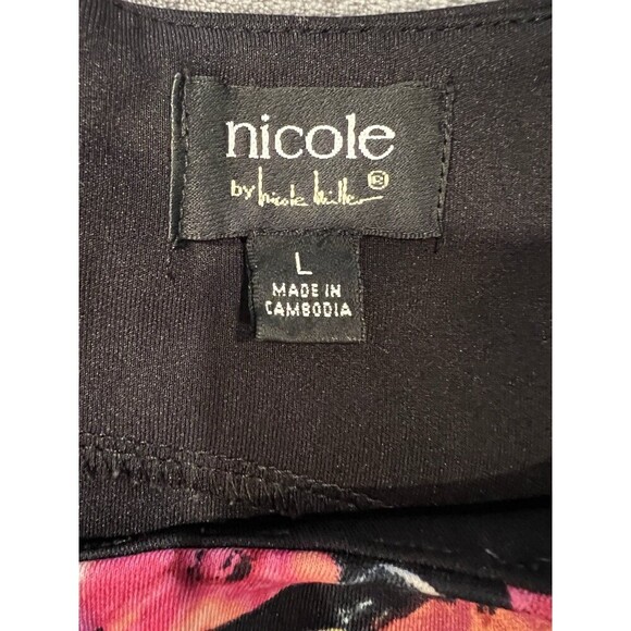 Nicole By Nicole Miller Dress Womens Multicolor Floral Cut Out Sheath Size Large - Picture 7 of 8